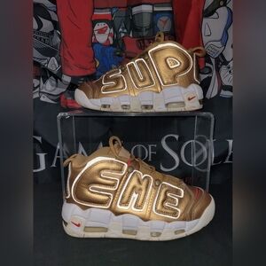 Nike More Uptempo Supreme Gold Sneakers